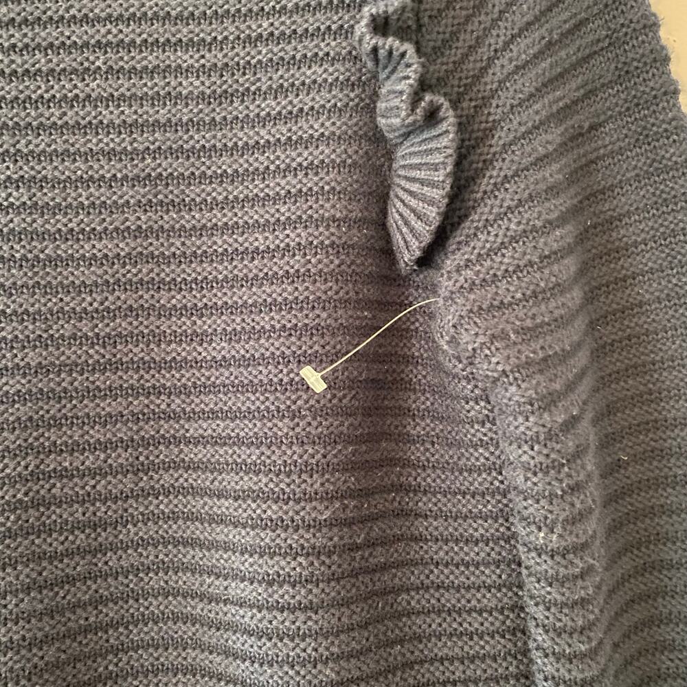 NWOT Banana Republic Navy Blue Ruffle Knit Pullover Sweater Cotton Blend Medium - Picture 3 of 9